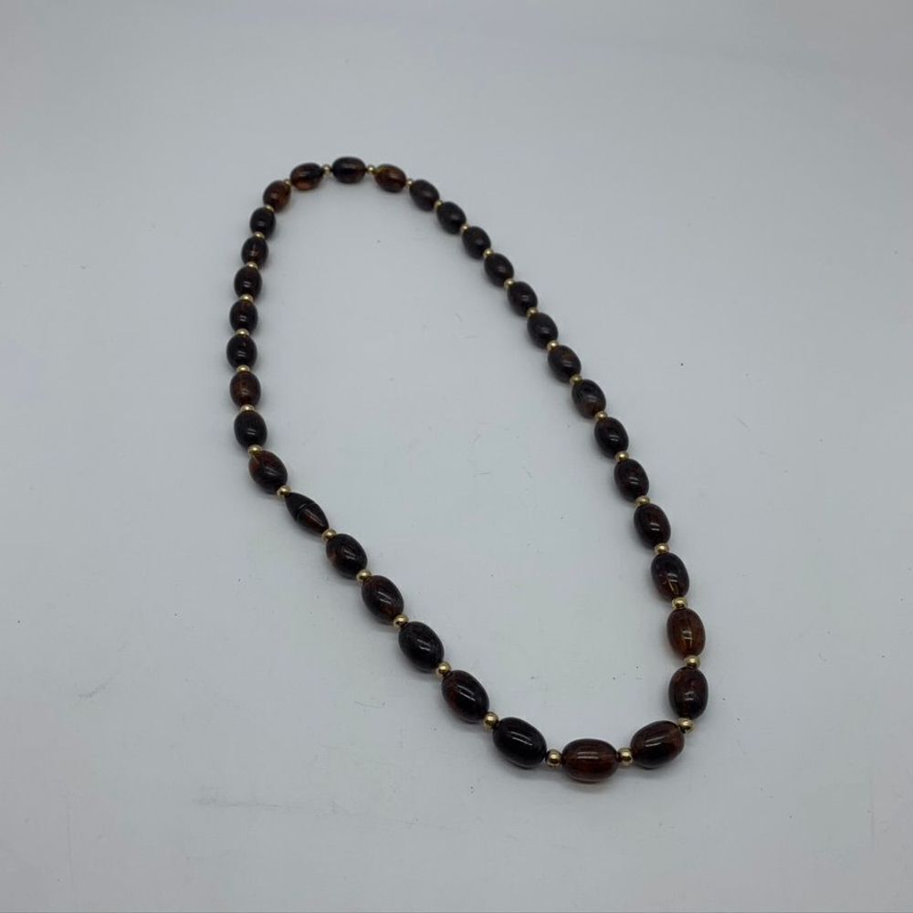 Vintage Faux Amber Necklace Rootbeer Faux Tortoise Lucite‎
